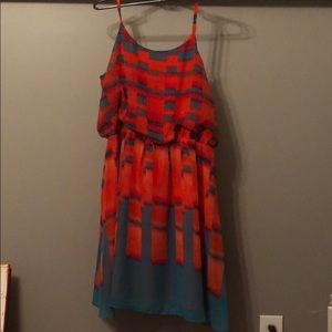 Calvin Klein orange and teal dress!!